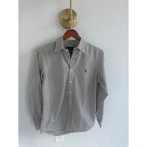 Ralph Lauren Womens Button Down Navy Stripe Shirt